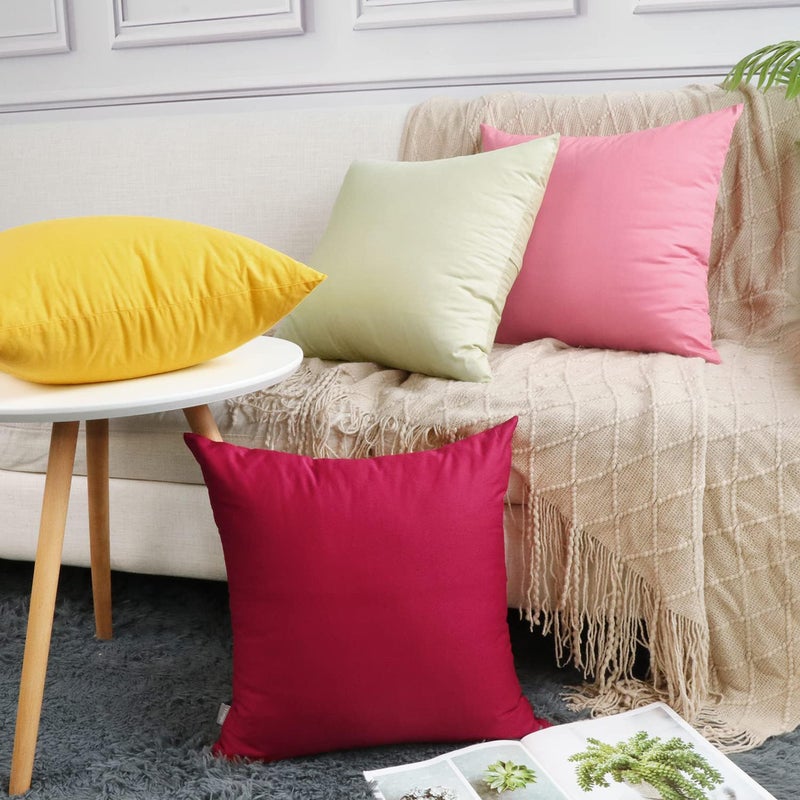 Thmyo 4-Pack 100% Cotton Comfortable Solid Decorative Throw Pillow Cases Square Cushion Covers Sublimation Blank DIY Throw Pillowcase (Only Pillow Covers No Inserts)(18x18 inch/45x45cm,Yellow) - Image 3
